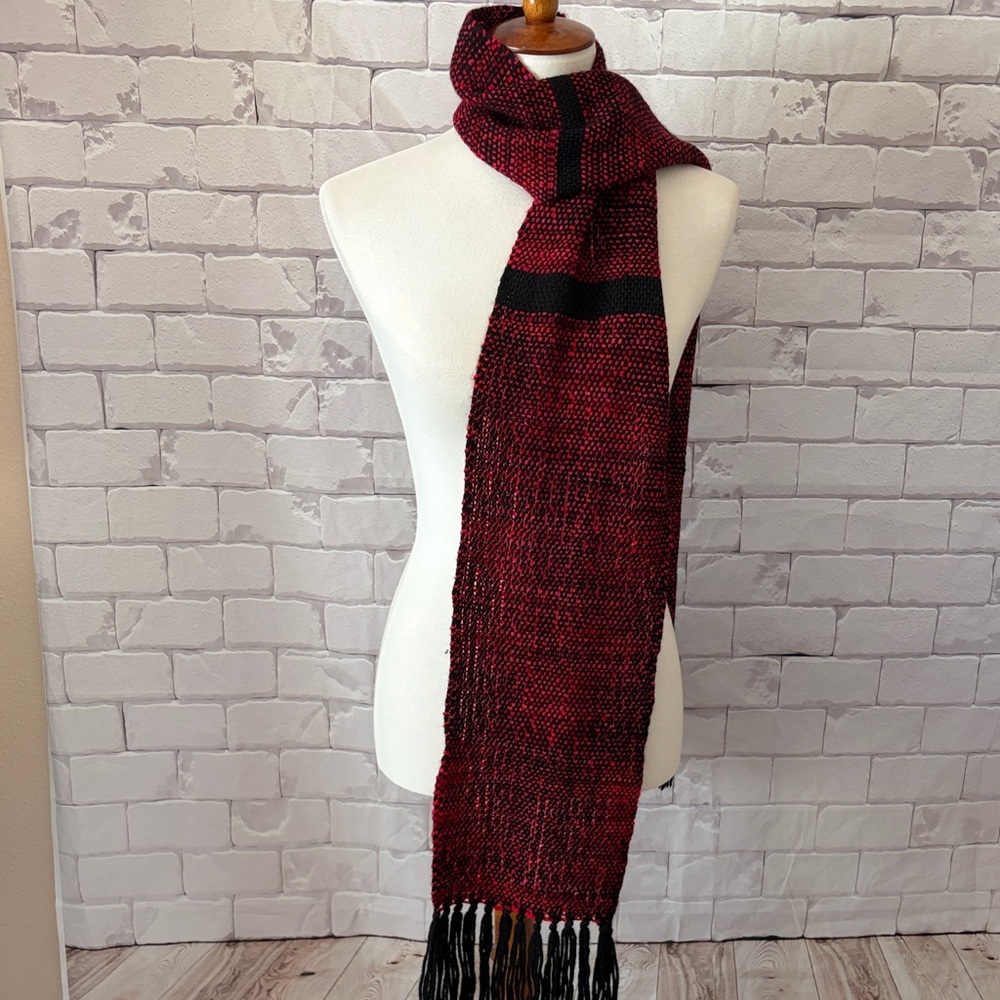 Red and Black Woven Scarf